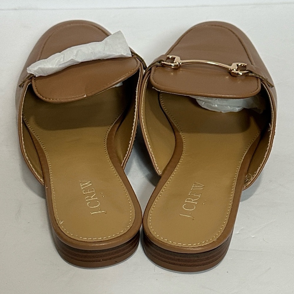 J. Crew Women's Brown Leather Mules with Gold Accent sz - Picture 6 of 11